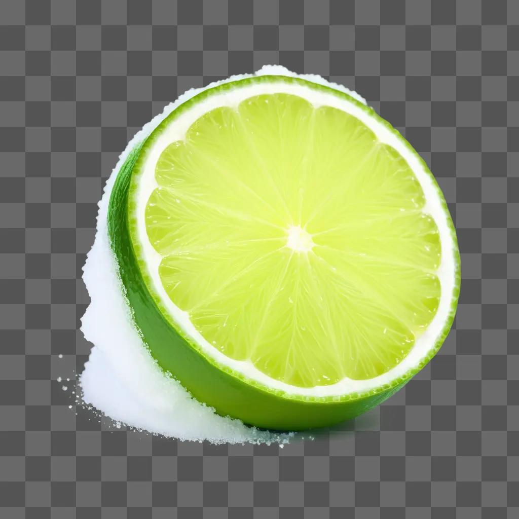 lime slice with a green background