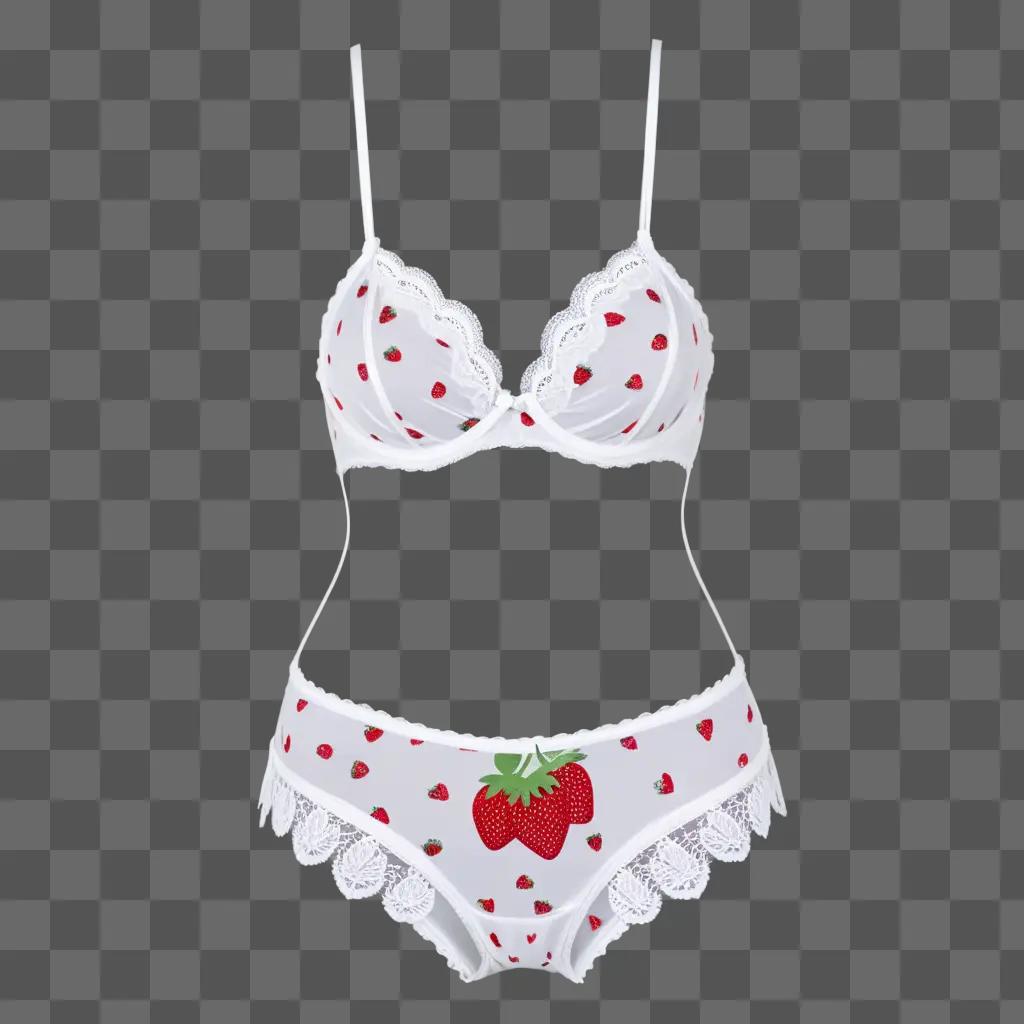 lingerie set with a strawberry print