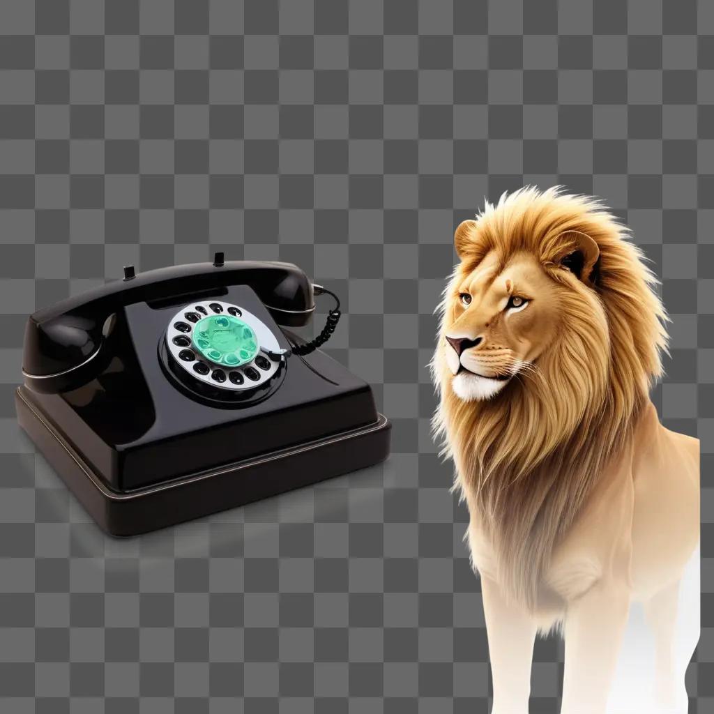 lion and a rotary phone