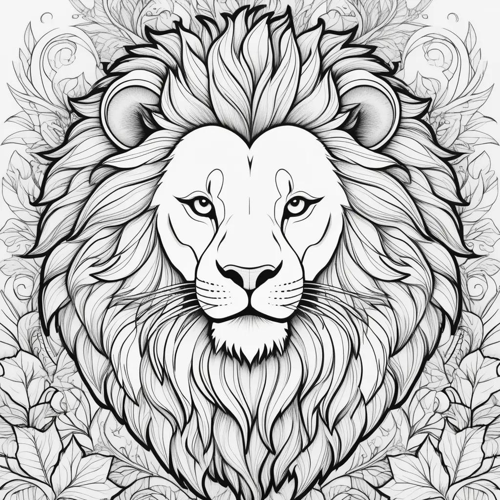 lion coloring page with black and white coloring