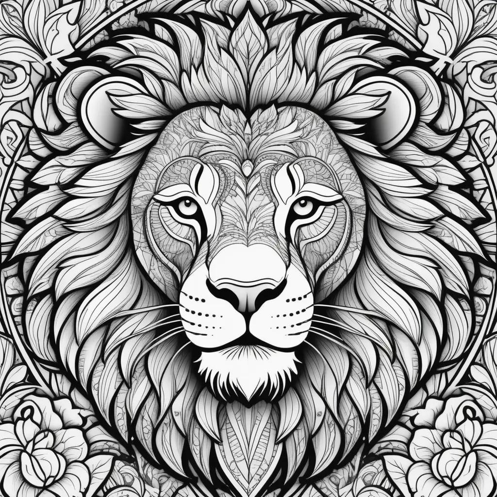 lion coloring page with intricate patterns