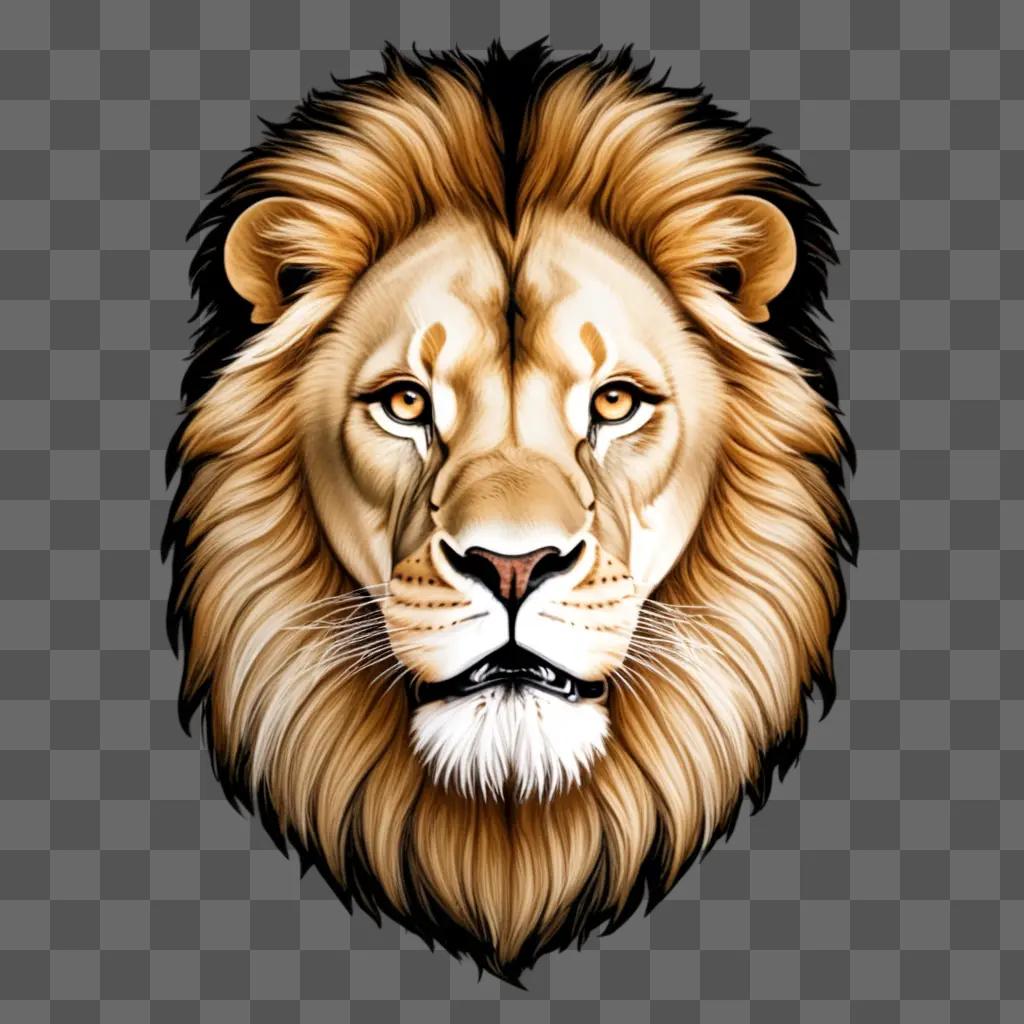 lion drawing is colored with a brown background