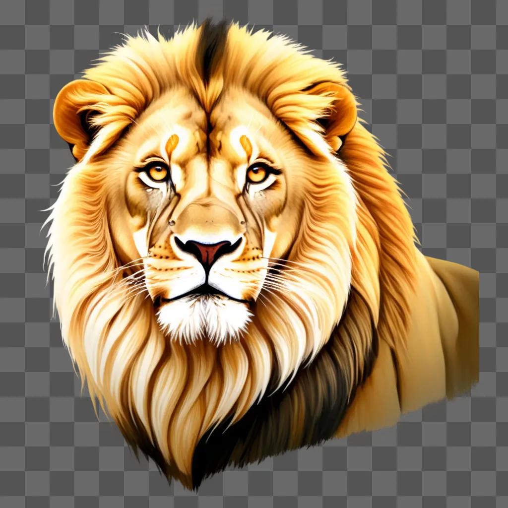 lion drawing is created in the style of a watercolor painting