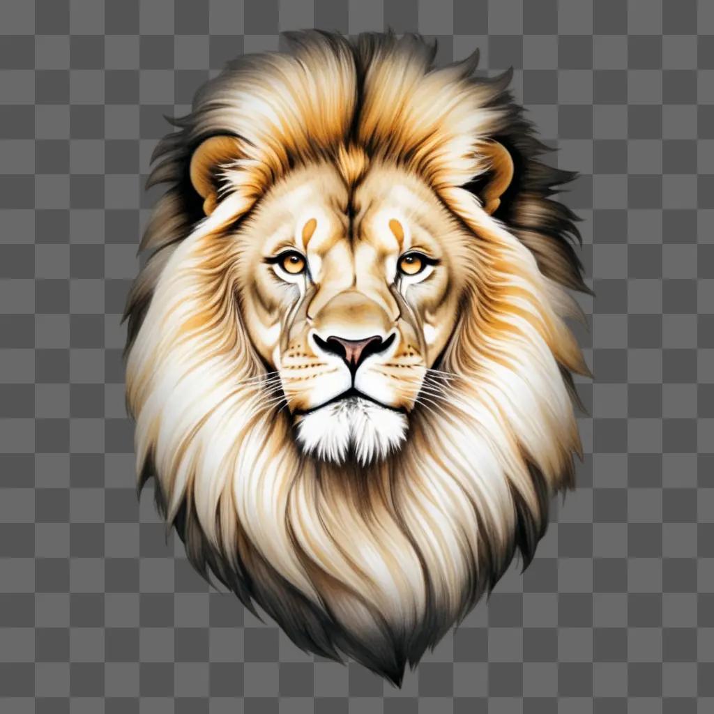 lion drawing with a beige background