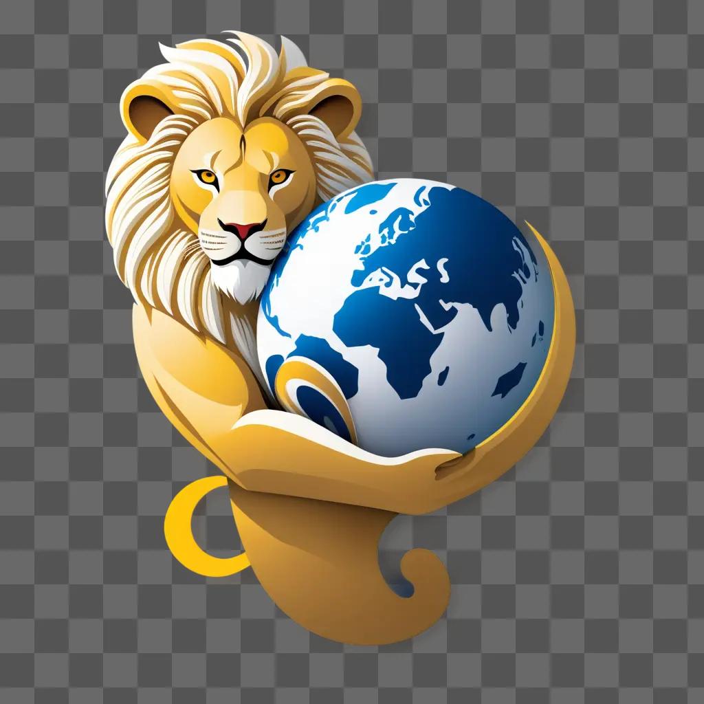 lion holding a globe in his paw