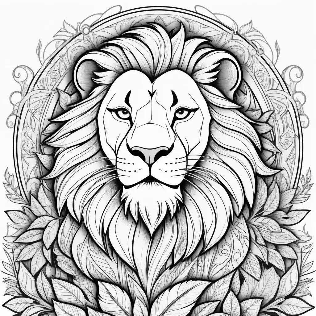 lion king coloring page with black and white illustrations