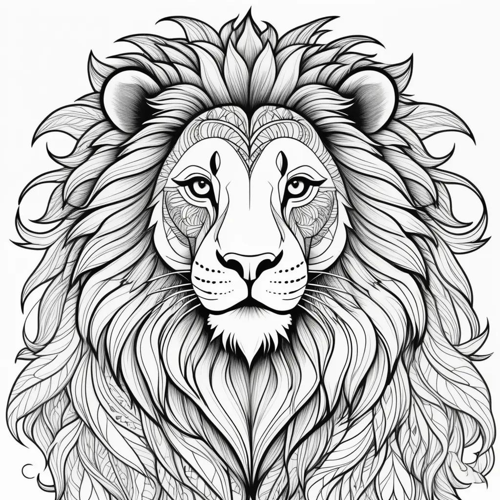 lion with a pattern coloring page with a white background