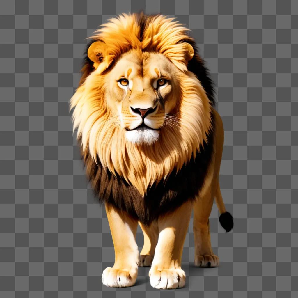 lion with fur texture on a brown background