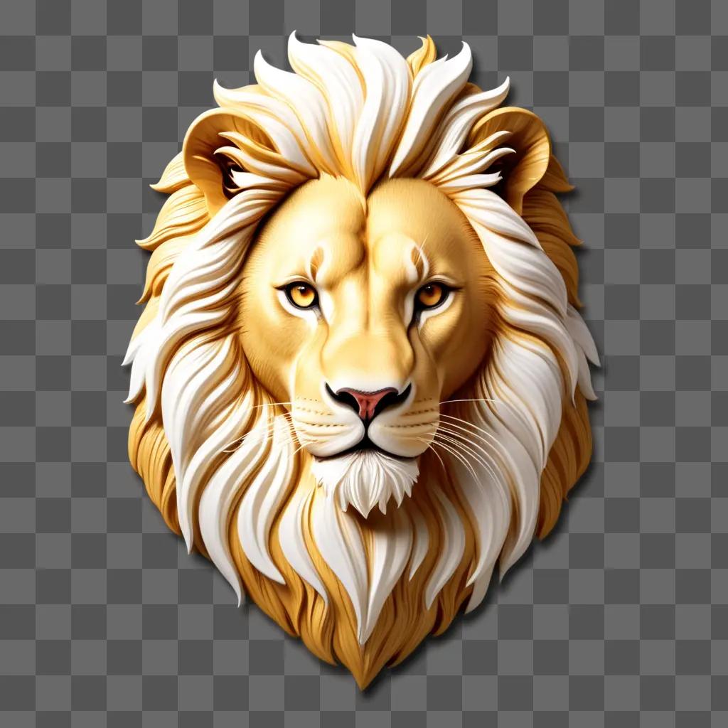 lions head as a 3D animal icon on a brown background