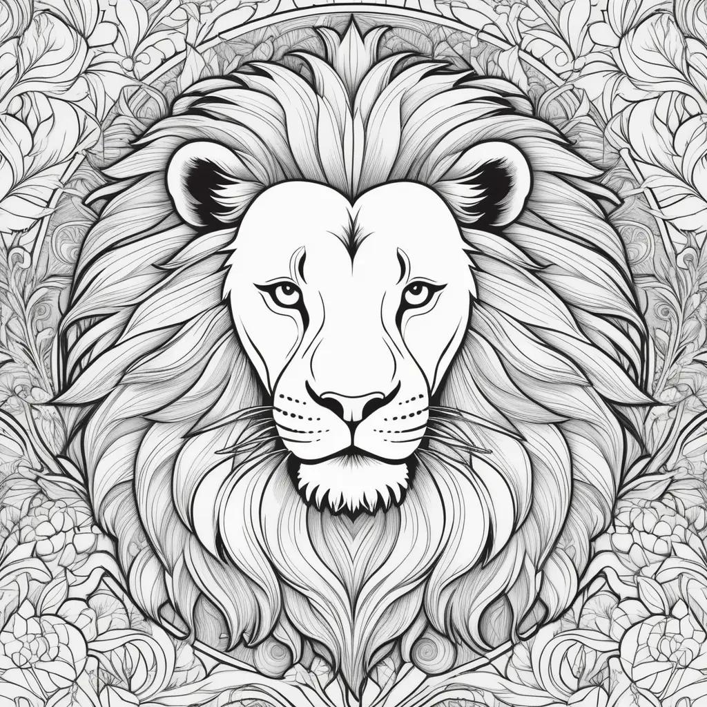 lions head with black and white coloring pages