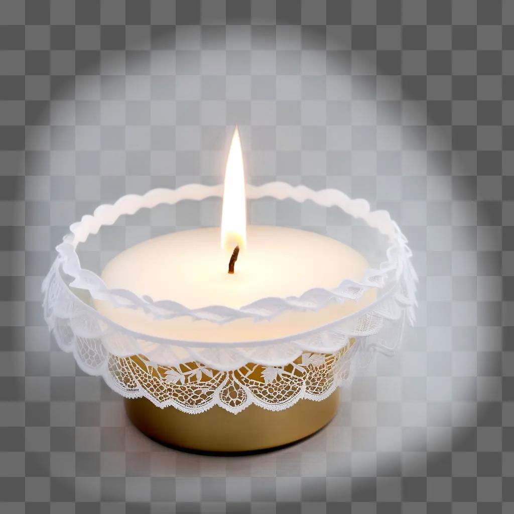 lit candle on a decorative holder