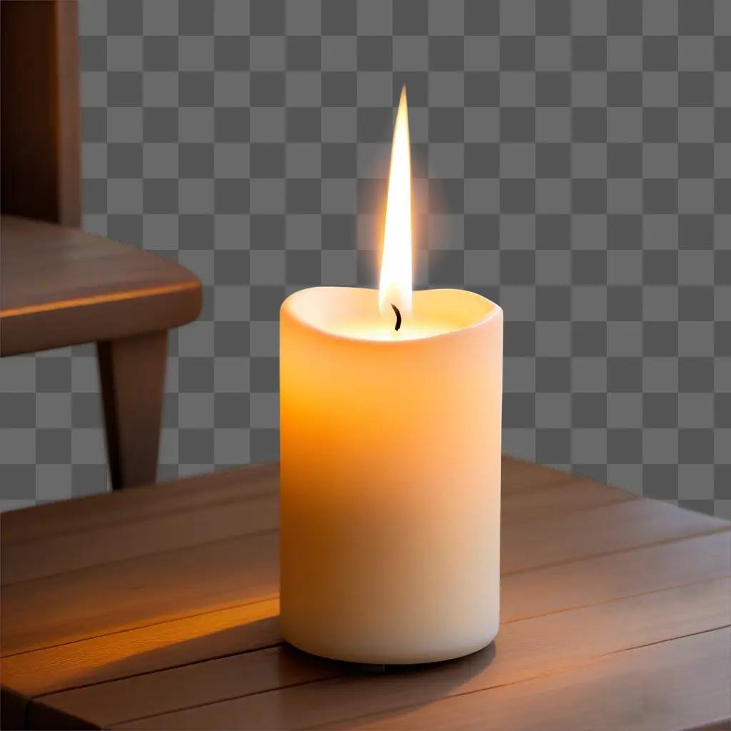 lit candle shines on a table