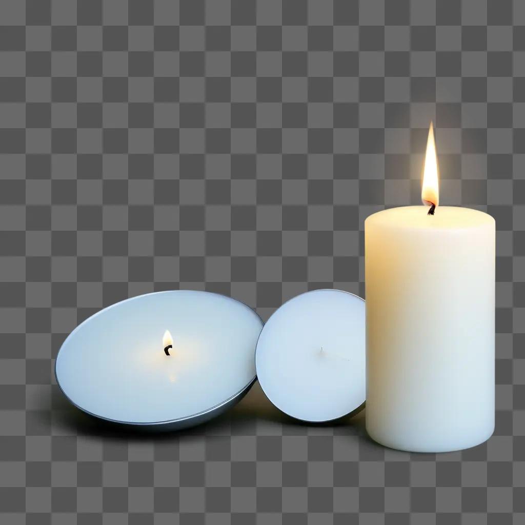 lit candle sitting next to a small one