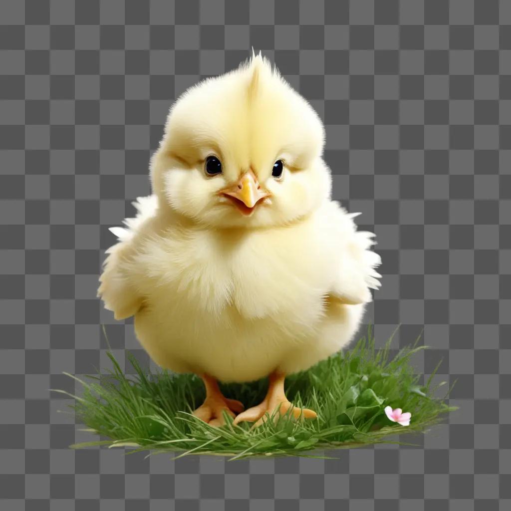 little cute chicken drawing on a green background