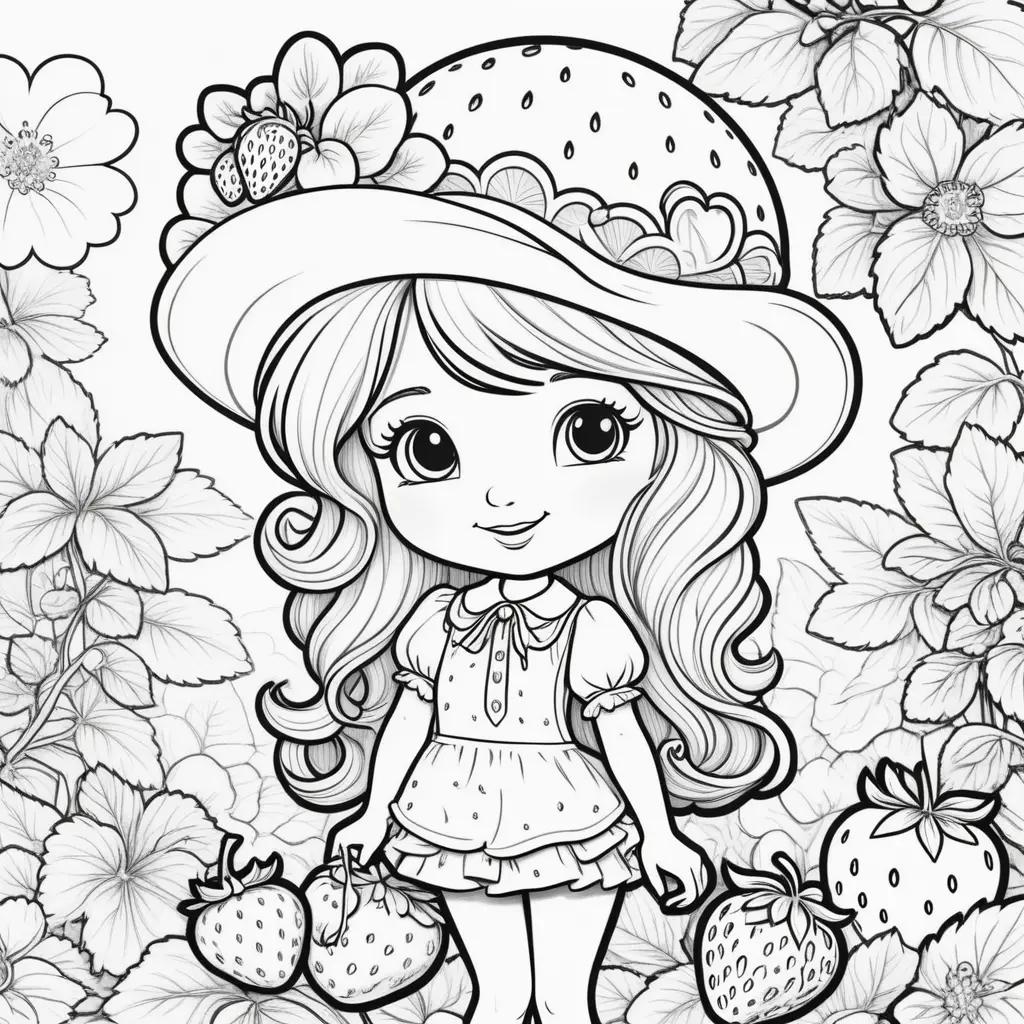 little girl in a strawberry shortcake coloring book