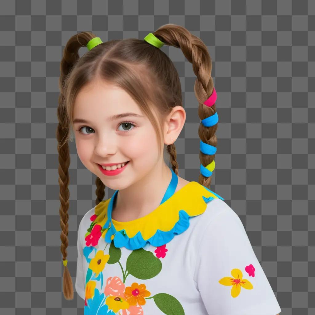 little girl with pigtails posing for a photo