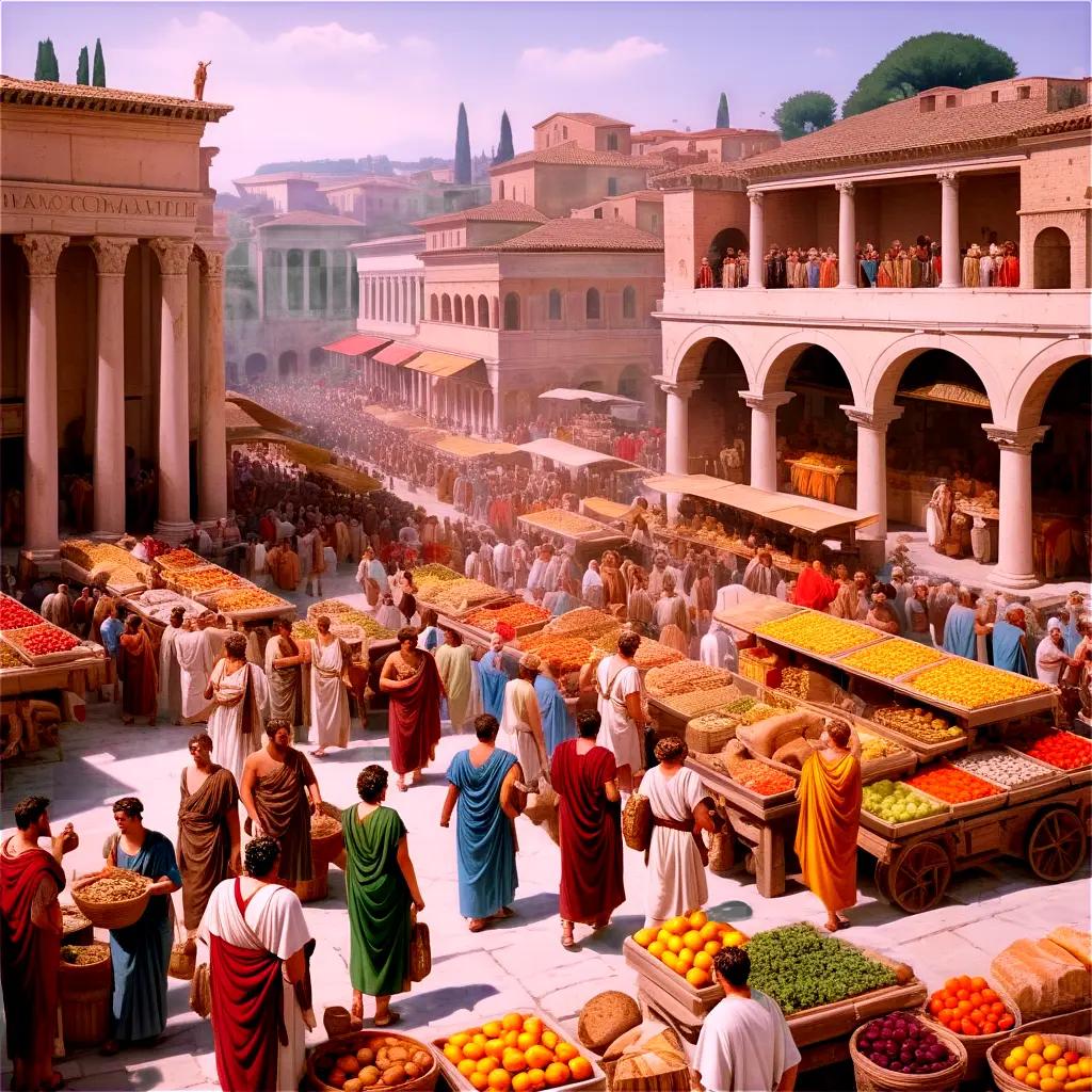 lively Roman marketplace bustles with activity