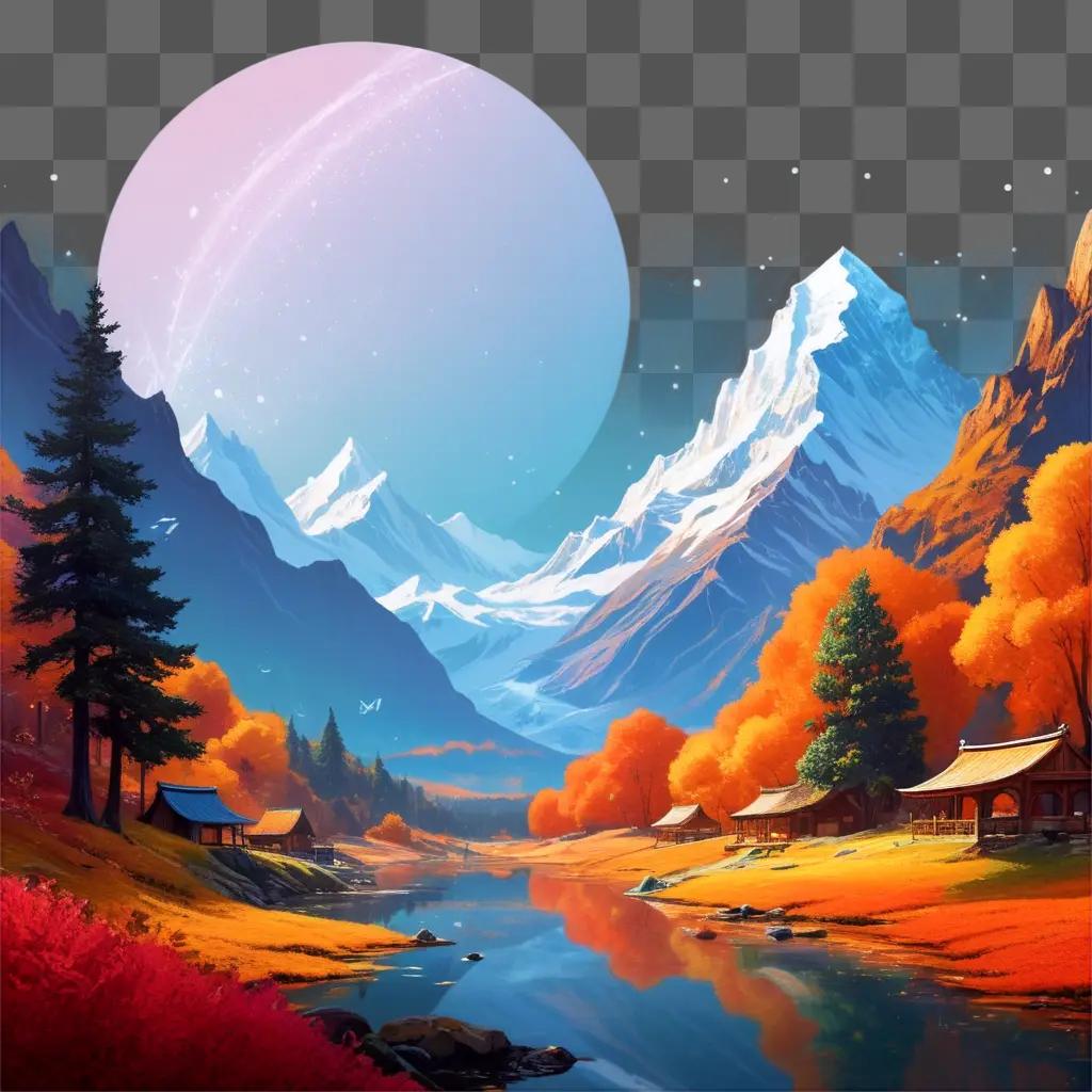 logo of a landscape painting with mountains and trees