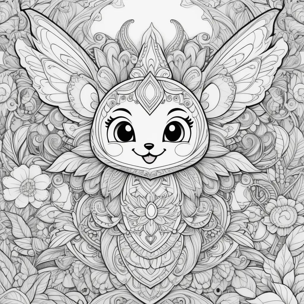 lol coloring page with a cute animal in a floral pattern