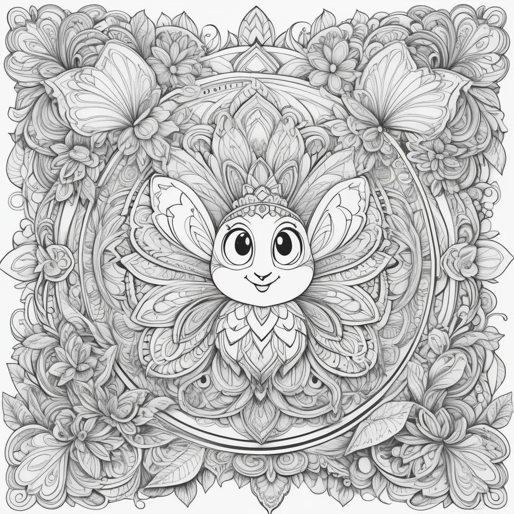 lol coloring page with a cute butterfly in the center