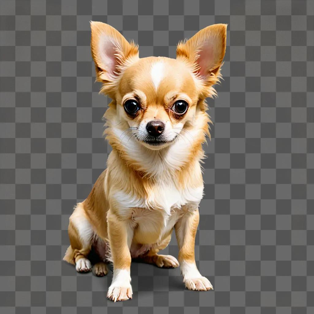 long haired apple head chihuahua A Chihuahua sits in front of a beige background