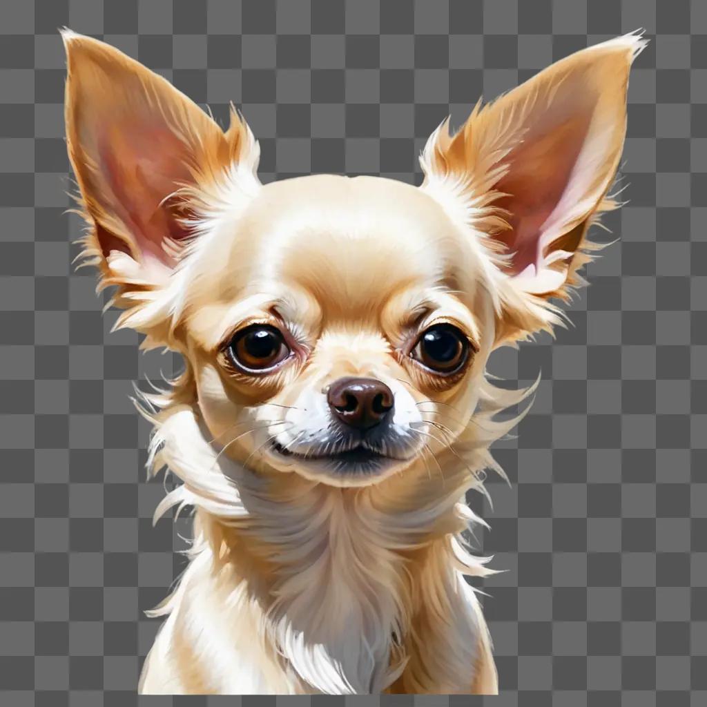 long haired apple head chihuahua A cartoon dog with big ears and eyes