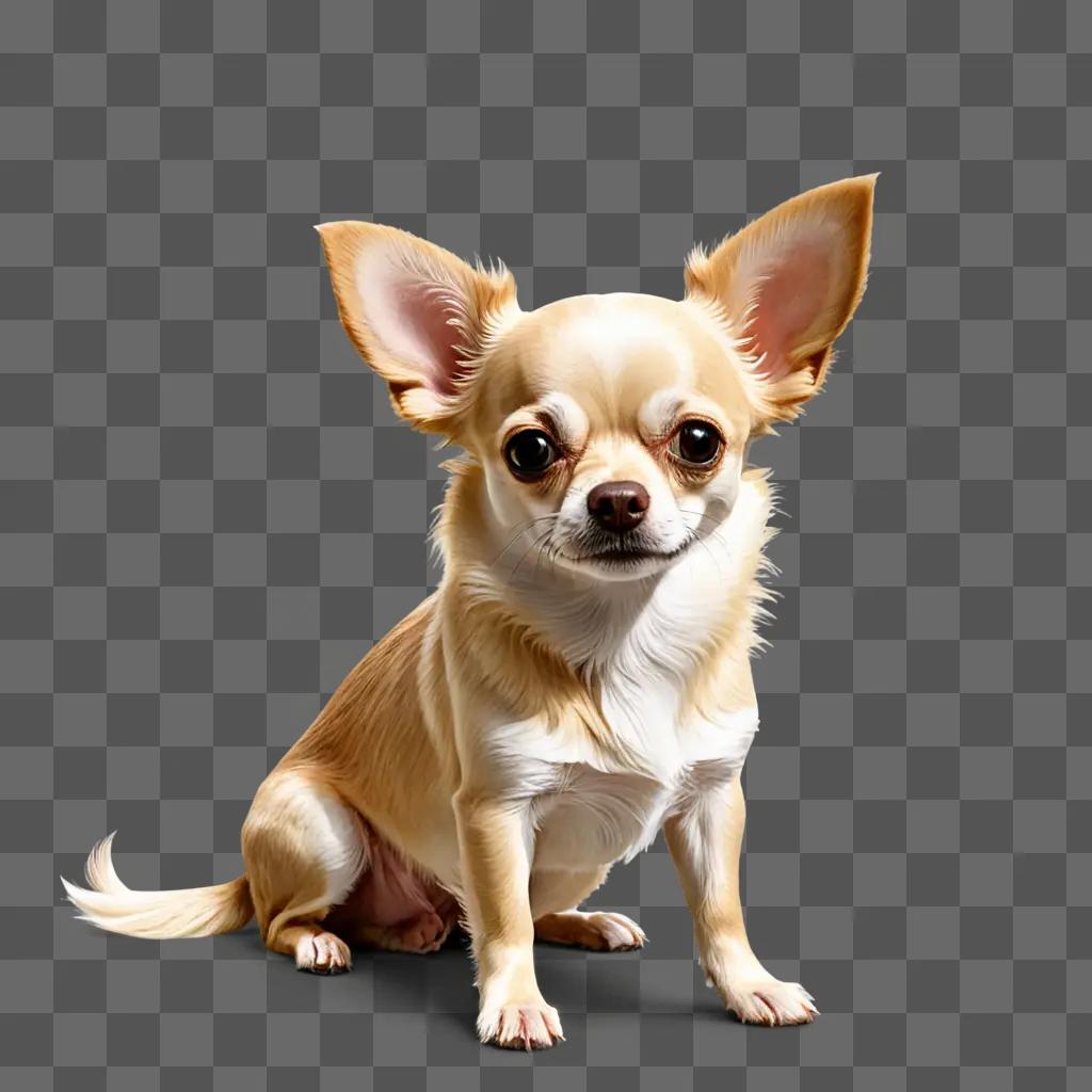 long haired apple head chihuahua A tan Chihuahua dog sits on a beige background