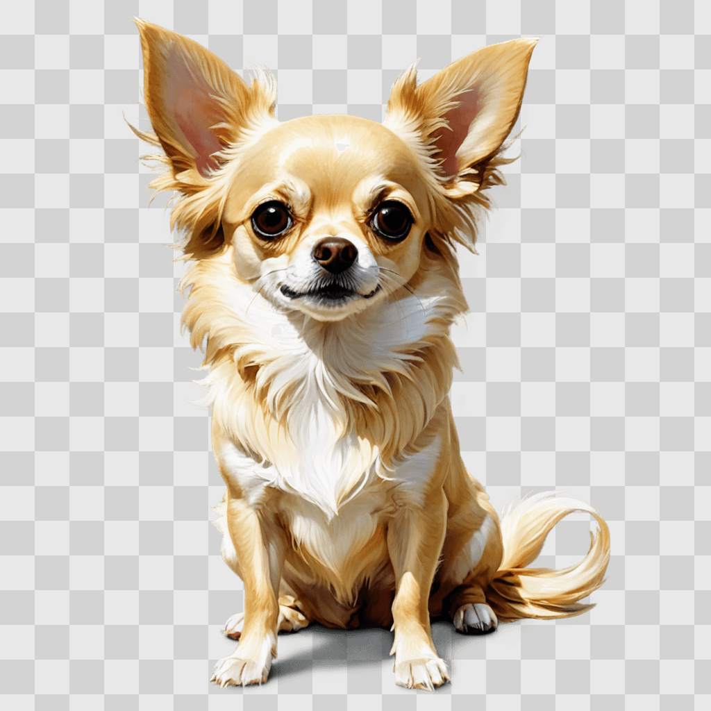 long haired apple head chihuahua A tan dog with big ears and big eyes