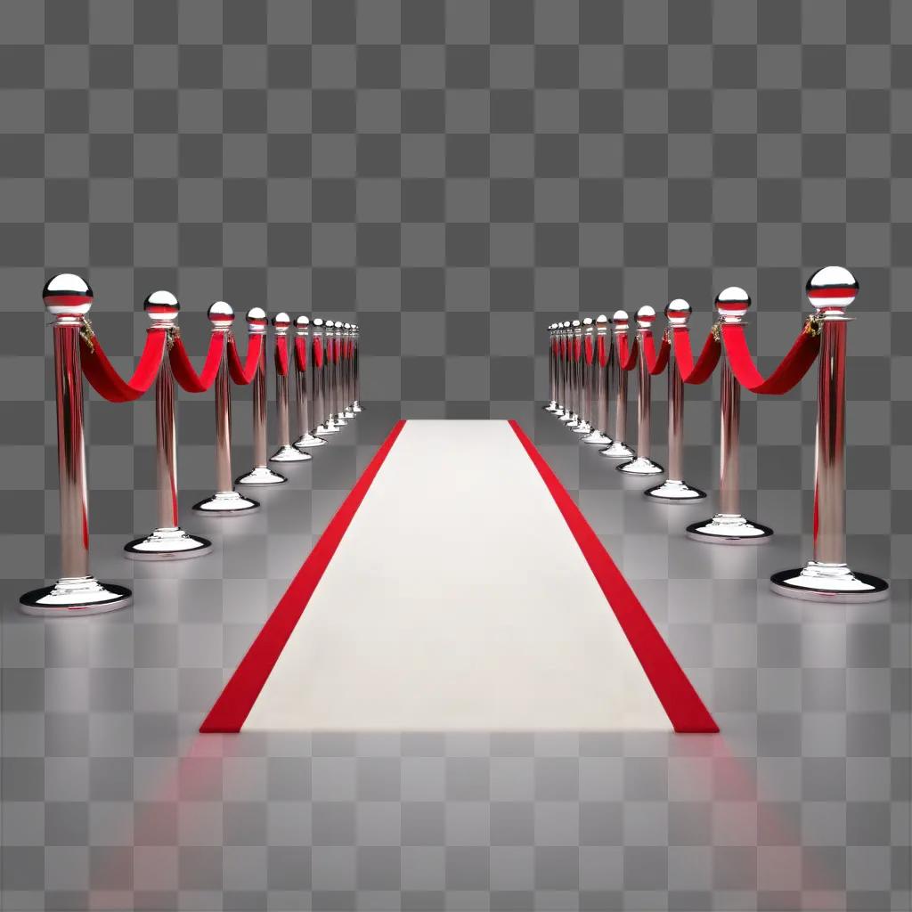 long red carpet with red ropes on both sides