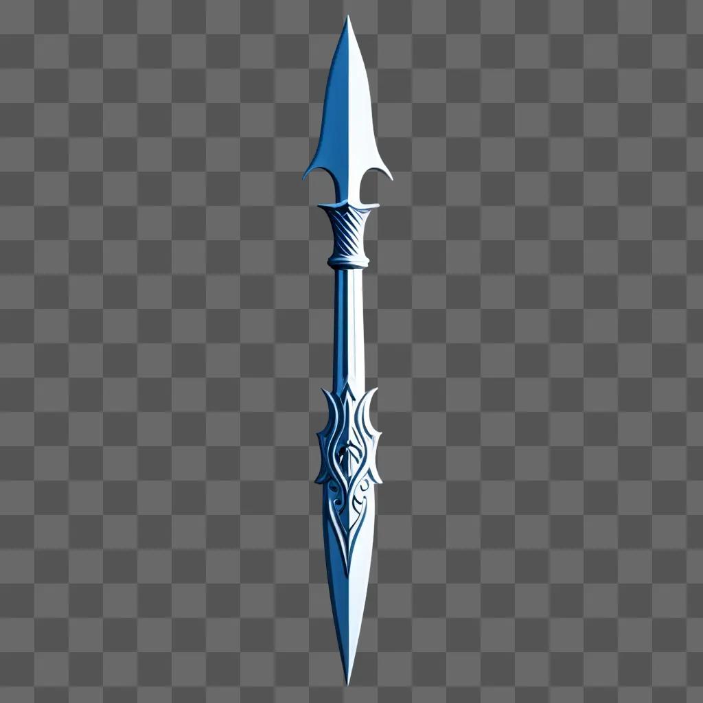 long silver trident with a blue center