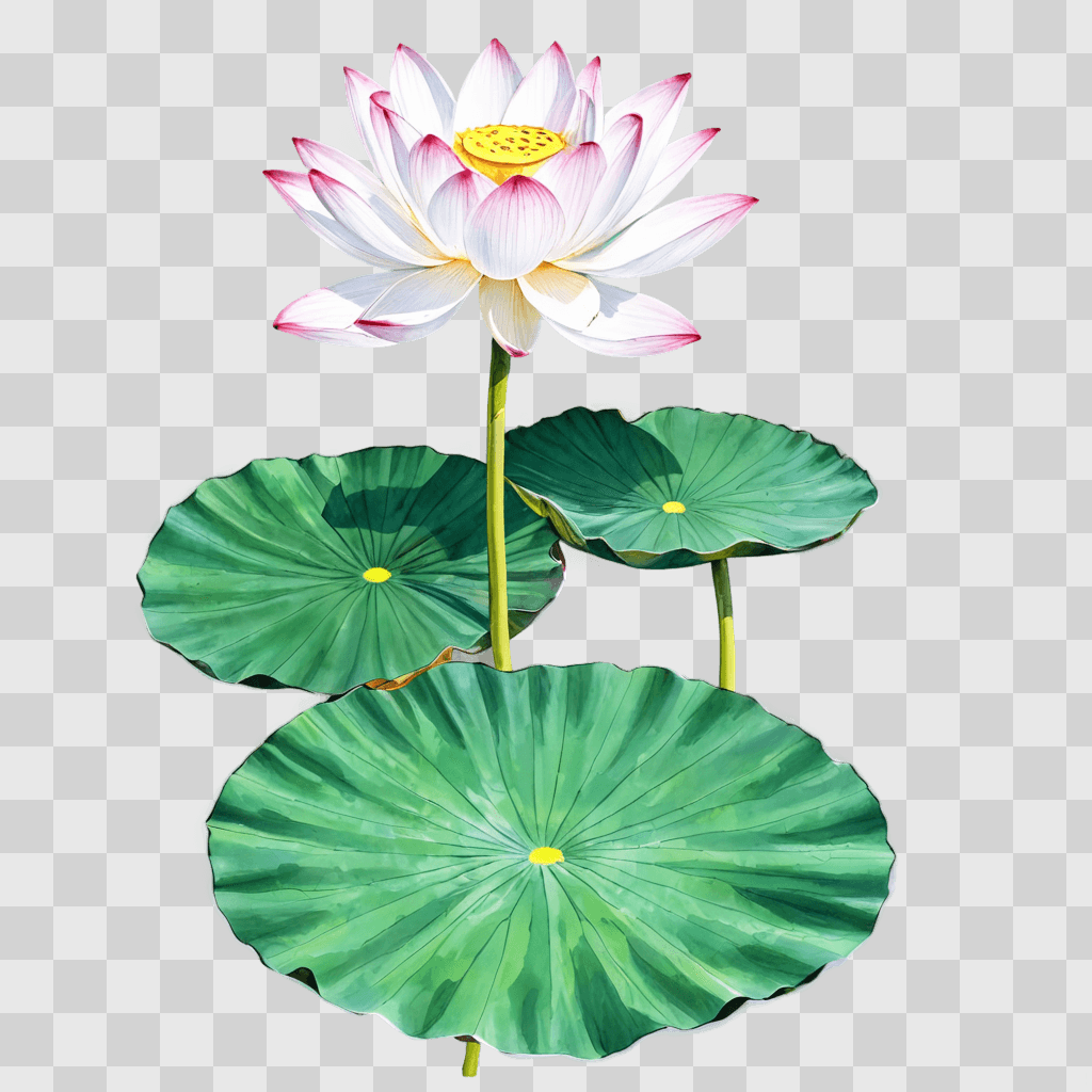 lotus flower drawing A flower with a green background and white petals