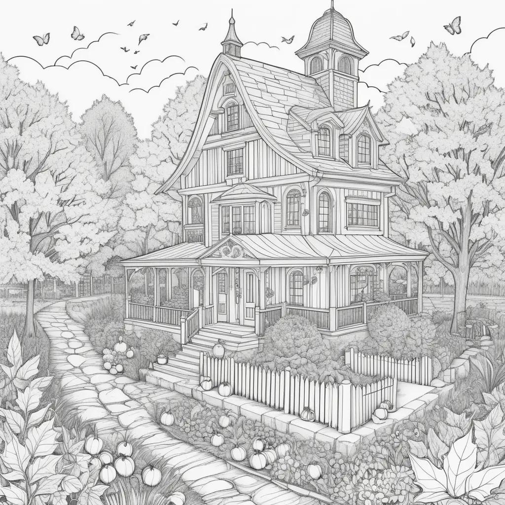 lovely drawing of a fall colored house