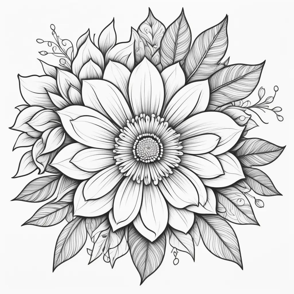 lovely flower coloring page with black and white lines