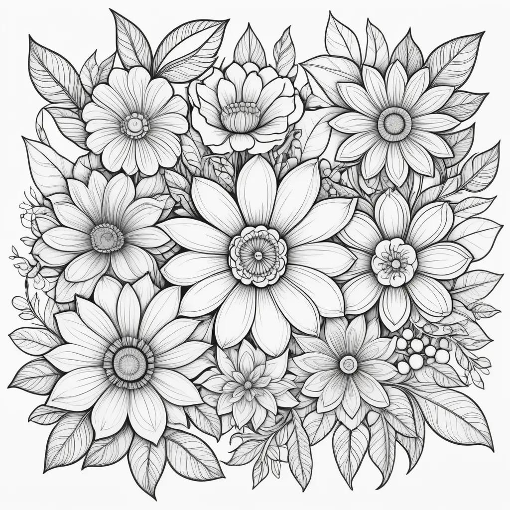 lovely flower drawing with free coloring pages