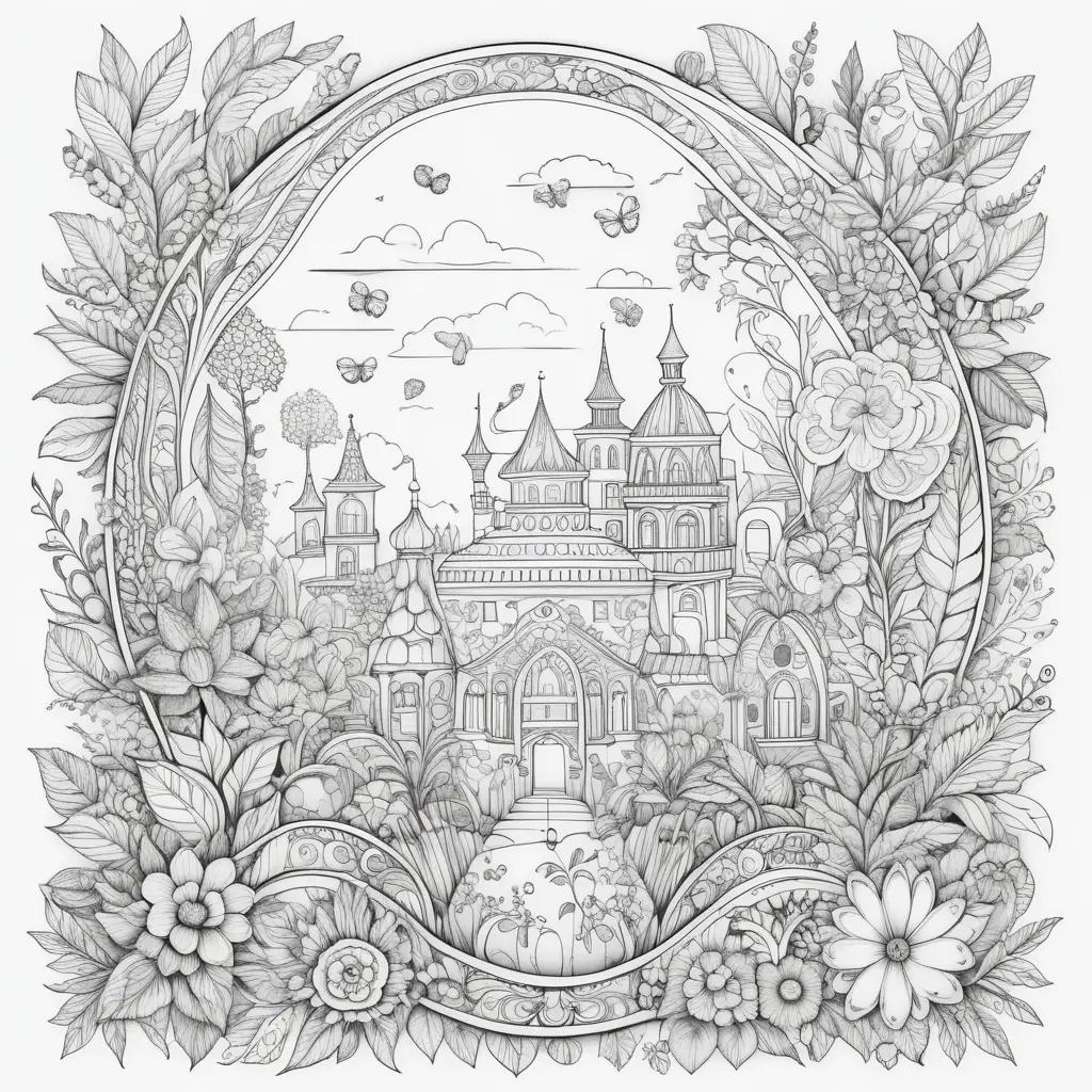 lovely wendy coloring page featuring a castle and butterflies