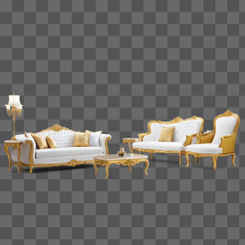 luxurious gold accent sofa set with gold accents