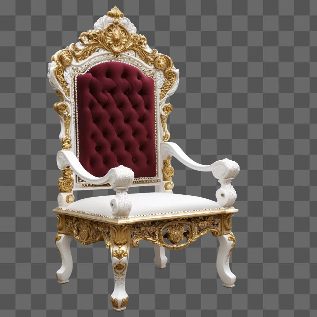 luxurious king chair with gold trim and red cushion