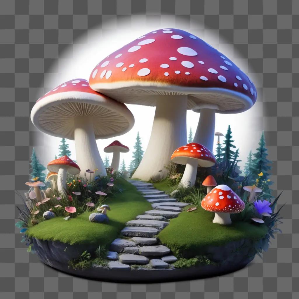 magical mushroom token sits in the center of a path