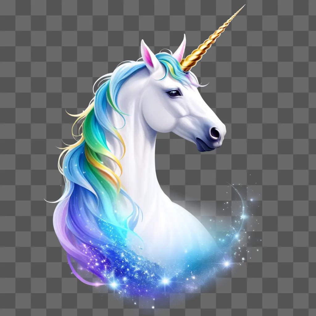 magical unicorn with a golden horn