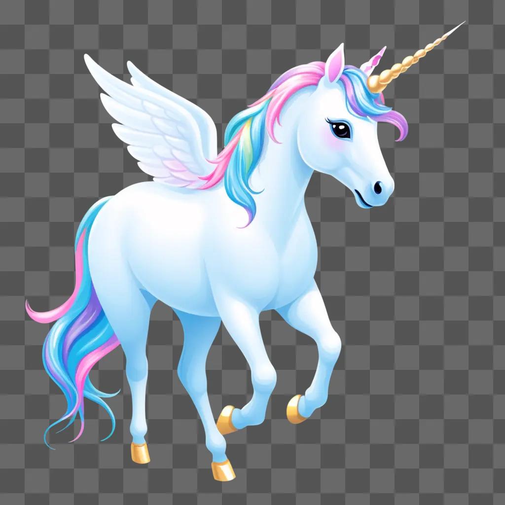 magical white unicorn flying through the sky