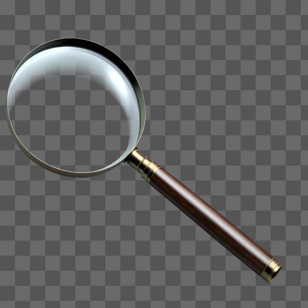 magnifying glass with a golden knob on a grey background