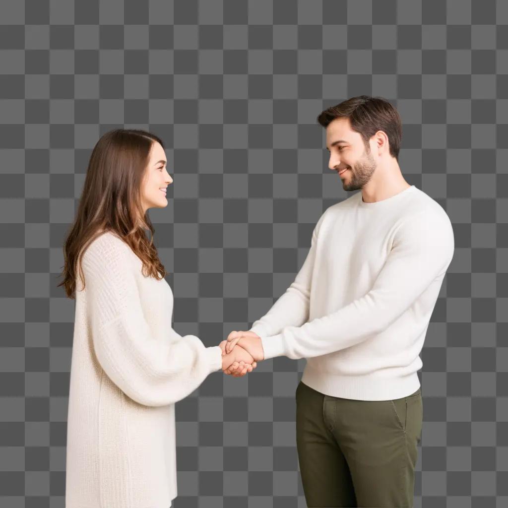 man and a woman holding hands