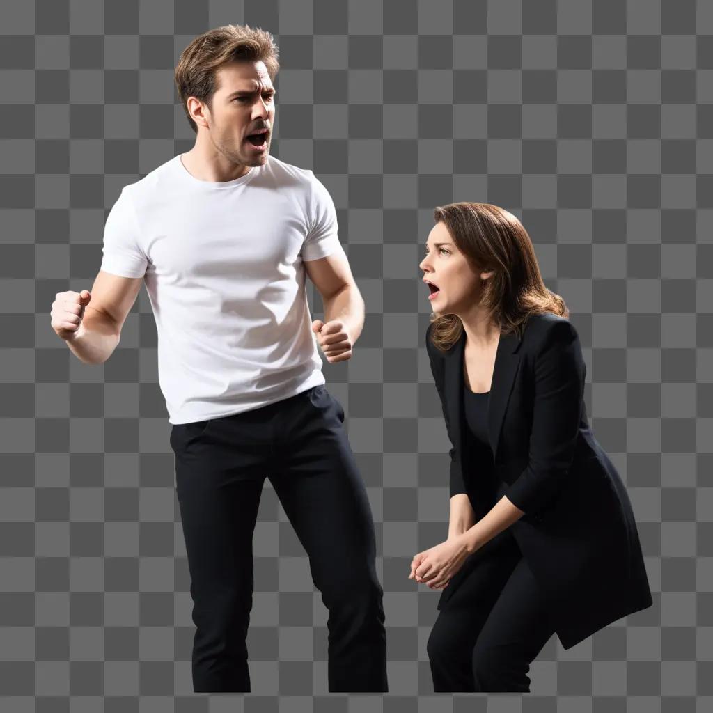 man and woman acting in a dramatic scene