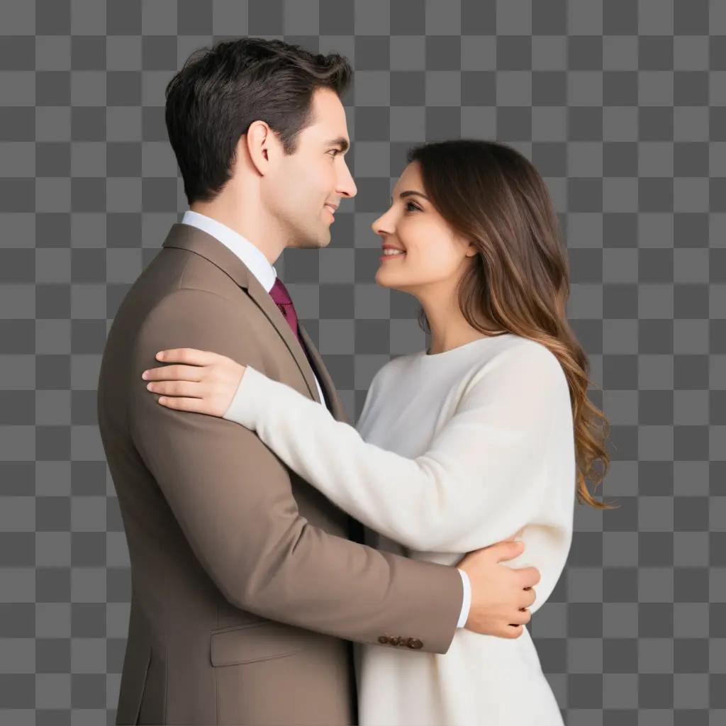 man and woman embrace in a loving relationship