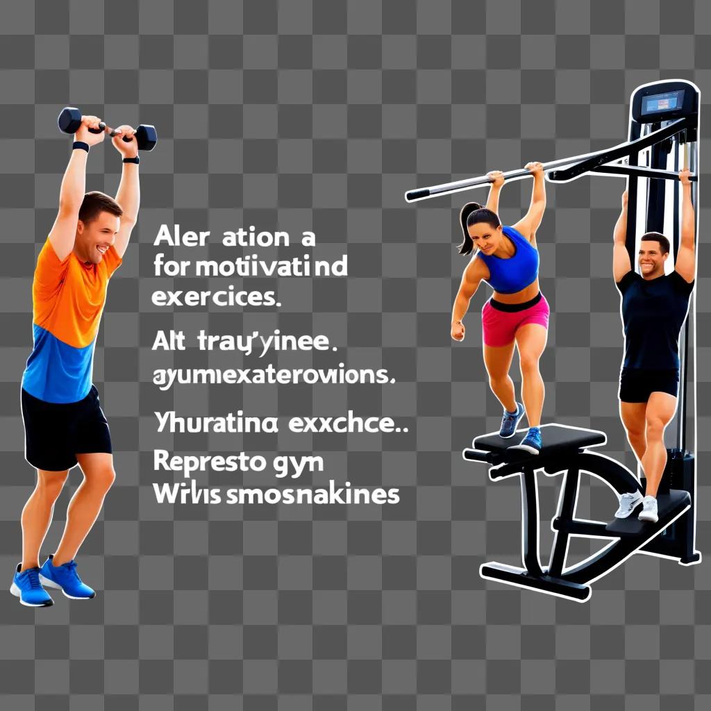 man and woman exercising in a workout clipart