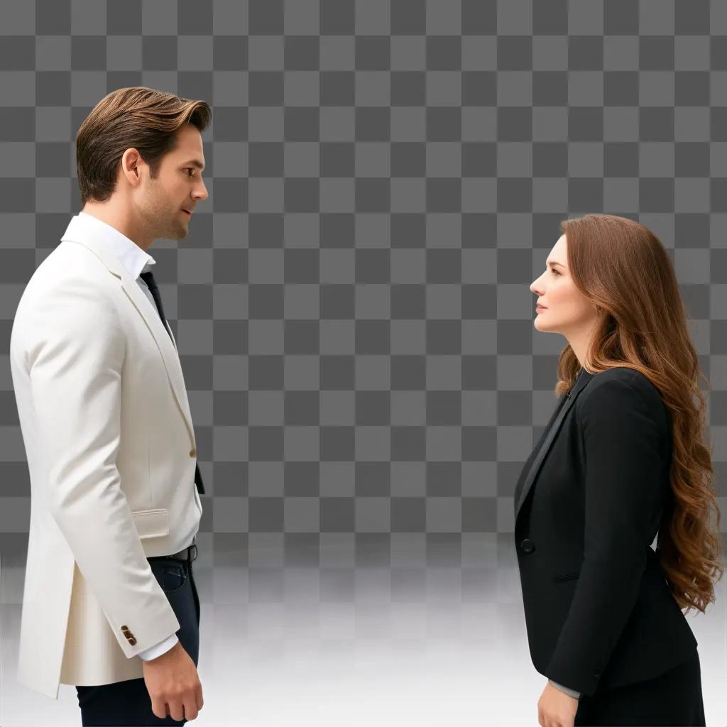 man and woman face off in a dramatic scene