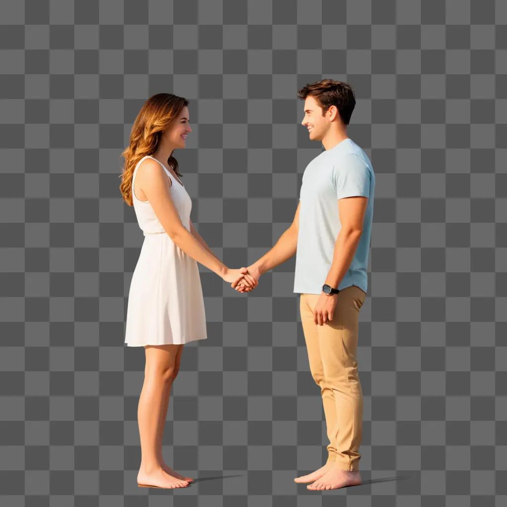 man and woman holding hands in a blurry image