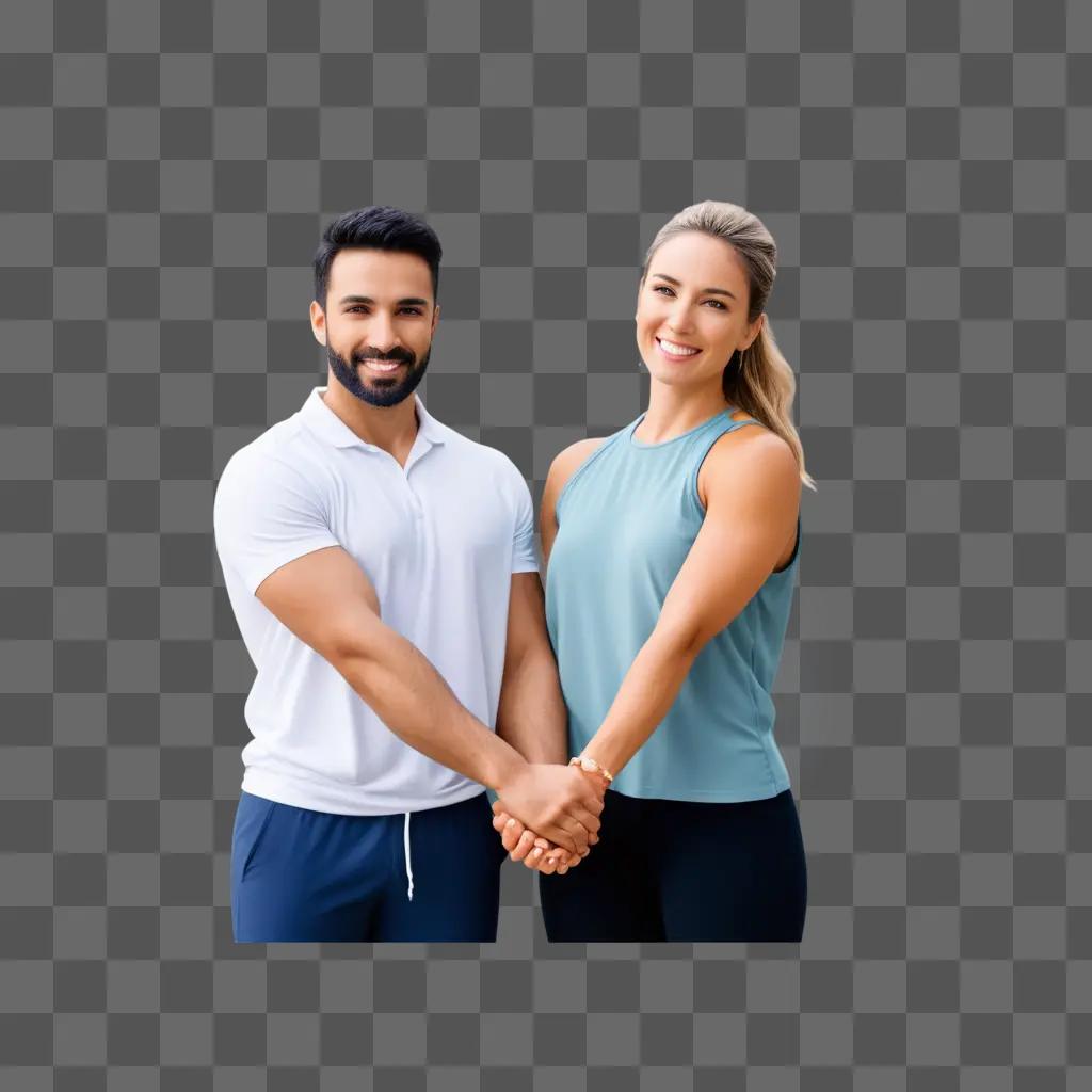 man and woman holding hands to motivate