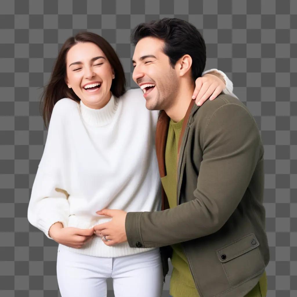 man and woman laughing together as their best friends