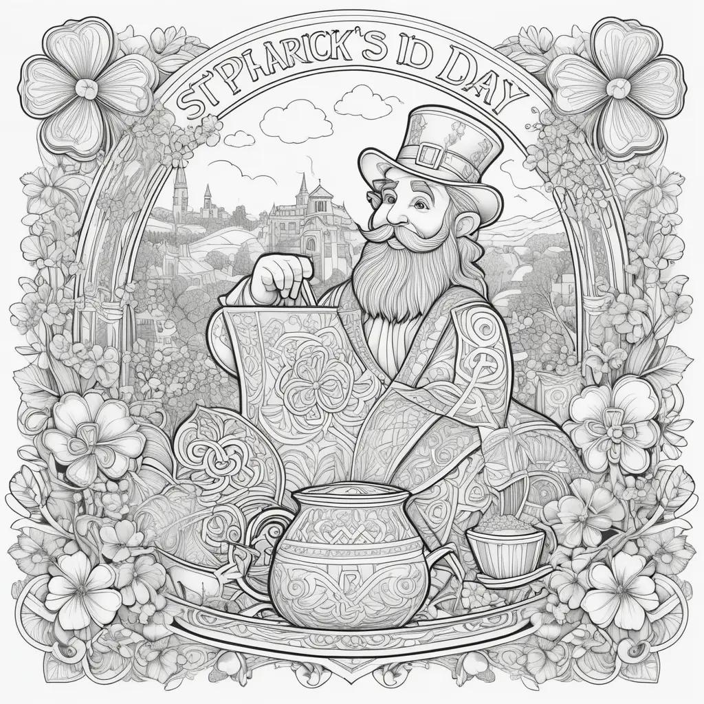 man coloring page with St. Patricks Day theme